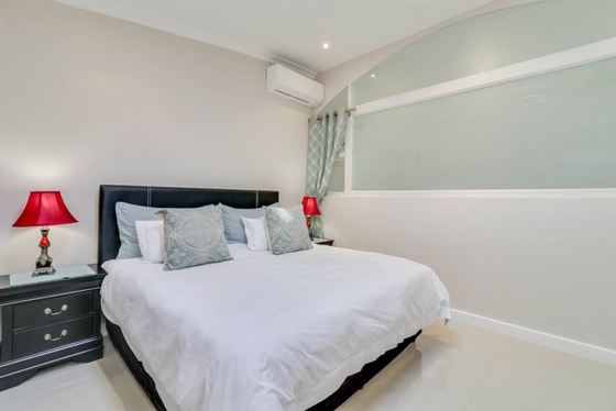 The master bedroom offers a air-conditioner that cools or heats.